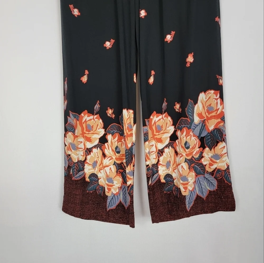 Anthropologie Ett Twa Black Floral Cropped Wide Leg Pants Womens Size XS Petite - Picture 6 of 16